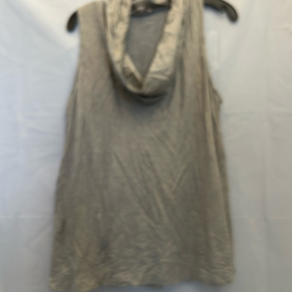 Elegant Gray with Gold Shimmer Junior’s Sleeveless Tank Top with Cowl Neck Sz XL